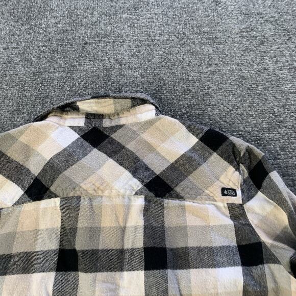 Volcom Flannel Shirt Women’s Small Black Beige White Check Plaid “Thin Layer” - Picture 13 of 15